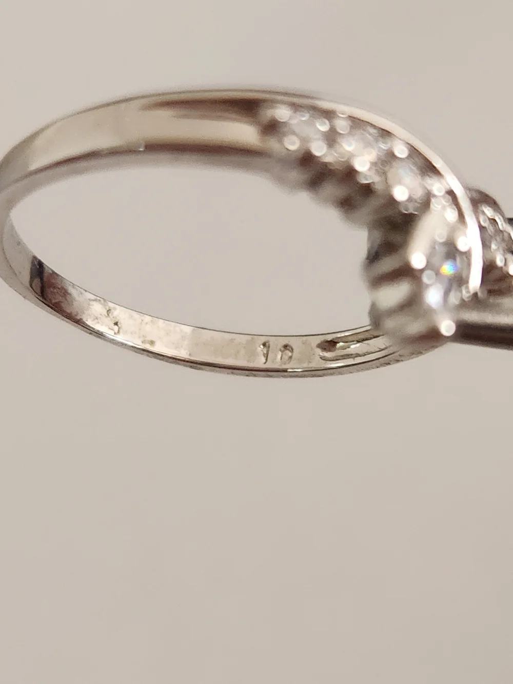 Silver Chevron Ring with Clear Stones